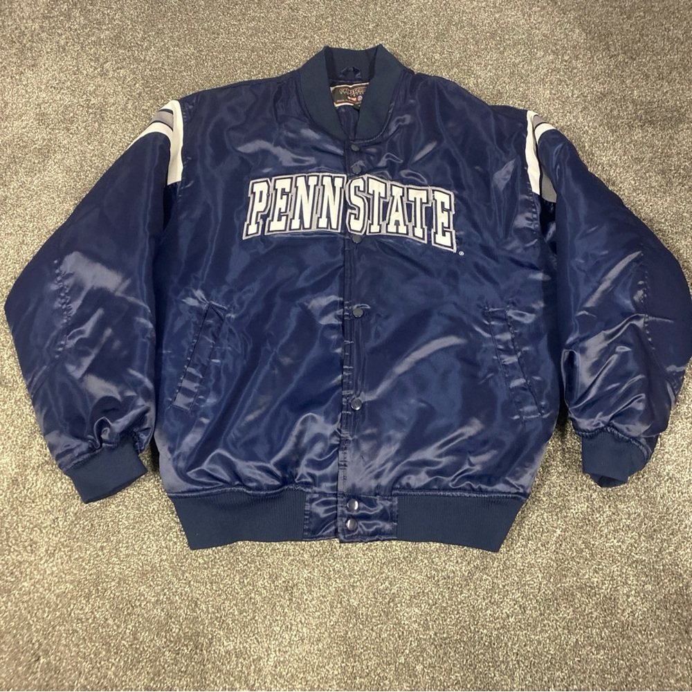 Penn State Nittany Lions Satin Jacket Mens L Navy Blue Colosseum Athletics